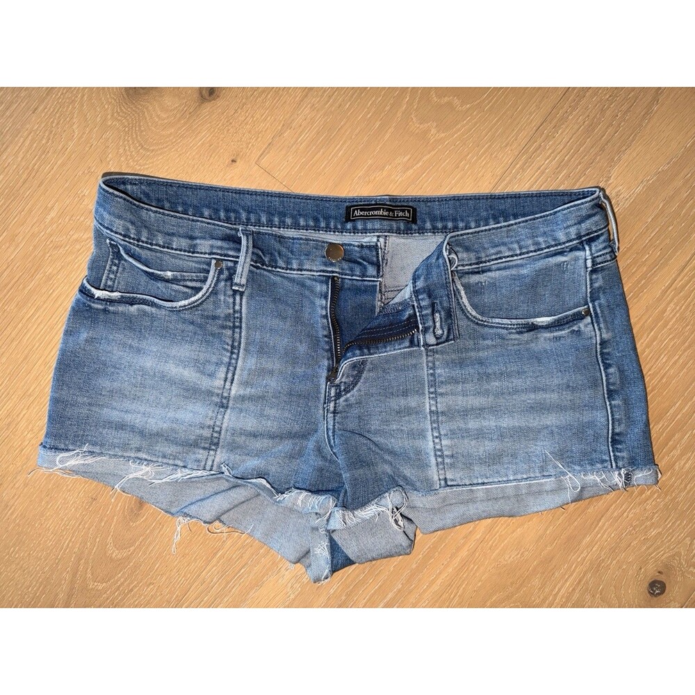 Abercrombie&Fitch Sz W30 L2 Womens Blue Cotton Blend Hot Pants Stretch Shorts